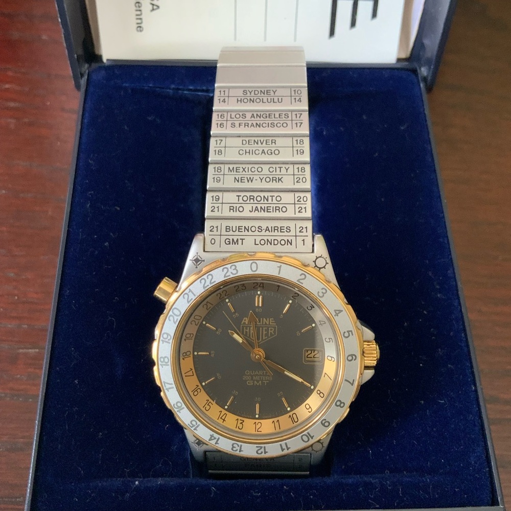 BNIB Vintage Men’s Heuer Airline Gold and Silver Toned Watch